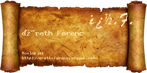 Éreth Ferenc névjegykártya